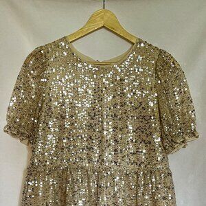 Cat & Jack Gold Sequin Dress - Size XL 14
